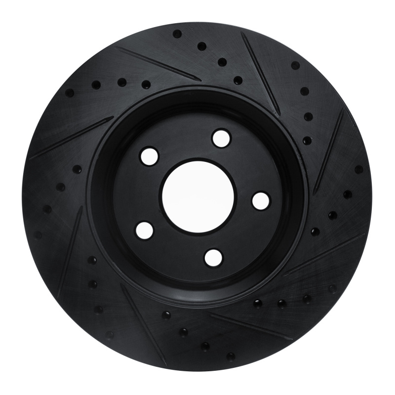 Dodge Durango Brake Rotor (1) - Front Left - R1 Concepts - Drilled & Slotted - Black - `11-`22